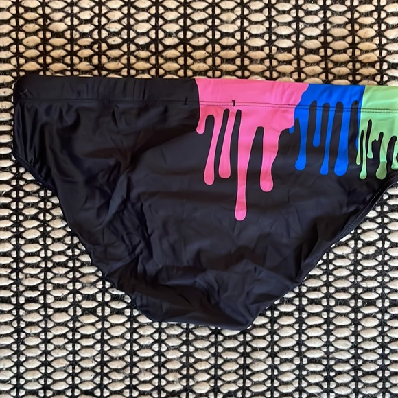 Brazilian Speedo Swim Briefs - black design with splash paint - Brand New - Picture 2 of 3